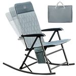 TIMBER RIDGE Adjustable Rocking Camping Chair, Padded High Back Outdoor Rocking Chair with Side Pocket, Portable Folding Rocker Chair for Adults, Supports 300 LBS for Lawn Patio Porch, Grey-1 Pack