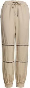 Serathinan Luxury Elastic Waist Beads Women's Clothing Ladies Clothes Overalls Pants Sweatpants, K1075W (US, Alpha, Large, Regular, Regular, Latte Beige)