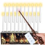 Halloween Decoration, Floating Candles With Wand, Hanging Candle With 6 Hour Cycle Timer, Flickering Warm Light Flameless Floating Led Candle With Wand Remote, Battery Powered Taper Candle (20 PCS)