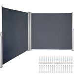 VEVOR Double Retractable Side Awning 236" x 63" Awnig-Rugged Full Aluminum Rust-Proof Patio Sunshine Privacy Divider Wind Screen, Longer Service Life, Suitable for Courtyard, Roof Terraces and Pools