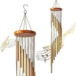 ASTARIN Wind Chimes 36" Large Memorial Outdoor with 18 Aluminum Alloy Tubes and Hook for Home Decoration (Golden)