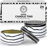 Hearts & Crafts Zebra Candle Tins 8 oz with Lids - 24-Pack of Bulk Candle Jars for Making Candles, Arts & Crafts, Storage, Gifts, and More - Empty Candle Jars with Lids