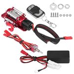 RC Accessory Crawler,1/10 Scale Car Accessory RC Winch Model With Remote Controller,Vehicle RC Metal Winch with Two Buttons,for SCX10 / D90 / HPI 1/10 RC Crawler Car