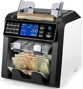 MUNBYN Dual Money Counter Machine Mixed Denomination and Sorter, Sort on DENOM/FACE/ORI, Value Counting, Counterfeit Detection 2 CIS/UV/MG/IR, Print Enabled, Mixed Bill Counter, 3Y Protection