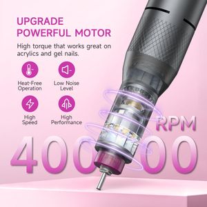 Electric Nail Drill 40,000RPM – Dark Grey Professional Manicure Tool