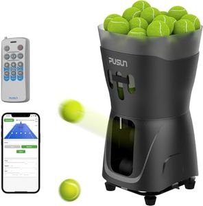 PUSUN Tennis Ball Machine, Tennis Ball Launcher Machine for Kids/Beginners, 65+Ball Capacity, Dual-Control via App&Remoter, 3-5hs Battery Life, Portable Tennis Ball Throwing Equipment Indoor&Outdoor