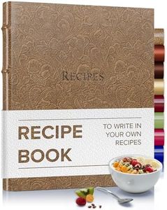 Gallery Leather Recipe book to write in your own recipes - 3 Ring Recipe Binder With Plastic Sleeves, Blank, 25 Pocket Pages and Ivory Cards, Fillable - Floral Espresso - 9.25 x 8 "