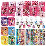 Gxhong 48 Pieces Mickey & Minnie Mouse Party Bags, Gift Bags, Key Chains, Party Clap Bracelet, Stickers, Children's Birthday Party Bags, for Children, Boys, Girls, Gifts, Party Accessories