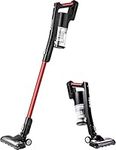 EUREKA NEC100C Lightweight Cordless Vacuum Cleaner LED Headlights, Convenient Stick and Handheld Vac, Basic, Red, Black