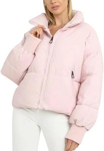 Gihuo Women’s Winter Cropped Puffer Jacket Coat Short Warm Quilted Jacket 2025 (Large, Pink)