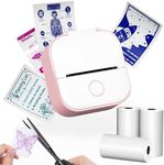 Memoqueen Pocket Printer T02 Mini Sticker Thermal Printer, Thermanote Printing for DIY Journal, Study Notes, Memos, Photo, Ideal for Kids, Compatible with iOS & Android, Pink