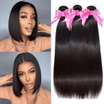 Sexycat Straight Human Hair Bundles 10 10 10 Inch 100% Unprocessed Brazilian Virgin Hair Extensions Weave Weft Bundles Human Hair Natural Color