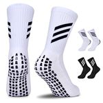 JUYANO 2 Pairs Kids Grip Socks Football Socks Boys Girls, Breathable Grip Socks Junior Anti-slip Athletic Sock for Kids AntiSkid Rubber Pads Sports Sock for Basketball Rugby Tennis Ages 6~12