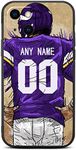 IKPYTREE Custom Name & Number Football Jersey Black Case for iPhone 15 14 13 12 11 Xs Max XR 8 7 6 Plus 11 Pro Mini，with Camera Protection Phone Case (Minnesota Purple)