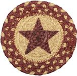 VHC Brands, Burgundy Tan, Jute, 4", Stencil Star Coaster, Set of 6, Red