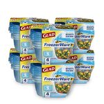 Gladware Freezerware Food Storage Containers, Small Rectangle Holds 24 Ounces of Food, 4 Count Set | Freezer Safe Food Containers to Preserve Freshness | 6 Count, 24 Containers Total