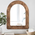 AAZZKANG Arched Wall Mirror with Wood Frame Rustic Mirror Decorative Hanging Mirror for Bedroom Bathroom Farmhouse Home Wall Decor 50 x 40 cm
