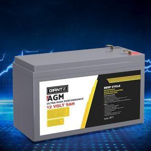 Giantz 9Ah AGM Deep Cycle Battery, Recharge Batterys 4WD Charging Portable with Handle, 1400 Cycles Long Life High Performance for Solar Fridge Camping Car Power Supply