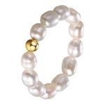 Cupimatch Women's Baroque Pearl Ring: Fritillary Stacked Freshwater Pearl Elastic Adjustable Ring Size Gift for Women