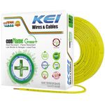 KEI CONFLAME GREEN PLUS 4 sqmm 1 Core, 99.97% Pure Copper Conductor,FRLSH - Lead Less Insulation House Wire Suitable for Domestic & Industrial Electrical Wiring (Yellow, 90 Meters)