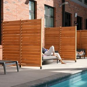 6.1ft H x 3.1ft W (1 Panel) Freestanding or Surface Mounted Enclo Sierra Privacy Screen, Wood Privacy Fence Screen, Outdoor or Indoor Decorative Privacy Panel, Great for Balcony, Patio, Deck, EC18031