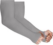 INNERSTYLE Nylon UV Sun Protection Stretchable Arm Sleeves with Thumb hole Hand Socks for Men and Women (Grey)