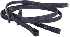 Equipride LEATHER REINS WITH SUPER GRIP ANTI-SLIP FOR BRIDLE SUPER FLEXIBLE (Cob, Black)