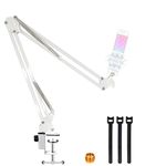 White Boom Arm for Hyperx Solocast, Professional Adjustable Mic Desk White Stand, Compatible With Hyperx Solocast Microphone By YUZUHOME