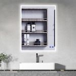 LED Mirror for Bathroom, Adjustable 3 Colors White/Warm/Natural Lights Wall Mounted Vanity Mirrors Anti-Fog Dimmable Lights Brightness Memory (Rectangle- 19.7"x 27.6")