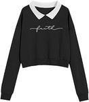 FUNKY MONKEY Cotton Girls and Womens Long Sleeve High Neck Dropshoulder Pullover Regular Fit Crop Tops and Hoodies. (for Summer and Winterwear Both) (13Years-14Years, Cl-Black)