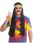 Forum Novelties Men's Hippie Dude Headband Long Costume Wig, Black, One Size