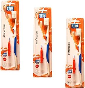STIM Medium Toothbrush : Pack Of 3 : Soft Bristles - Manual, Adult, Multicolor