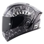 Steelbird SA-2 Thermoplastic Shell Terminator 2.0 Aerodynamic Full Face Helmet with Clear Visor and Extra Smoke Visor (Large 600mm, Glossy Black Grey)