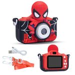 ESSENTIALEASE Kids Digital Camera 1080P HD Spider Man Mini Video Camcorder for Boys & Girls, Age 4, 5, 8-10| 2-Inch HD Screen, Selfie | Child-Safe Design | Expandable Up to 32GB (Red)
