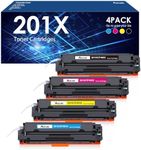 201X Toner Cartridge Compatible for HP 201X 201A 4 Pack CF400A CF401A CF402A CF403A High Yield for HP Color Laserjet Pro MFP M277dw M252dw M277n M277c6 (Black, Cyan, Magenta, Yellow)