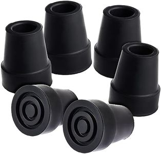 Wellbrite 6 Pack Replacement Rubber Cane Tips for Canes, Walking Sticks, Walkers (Black, 3/4 Inch Tip)