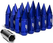 J2 Engineering 7075-T6 Replacement forged Aluminum M12 x 1.5 75mm 20Pcs Spiky Cap Lug Nut + Adapter (Blue)