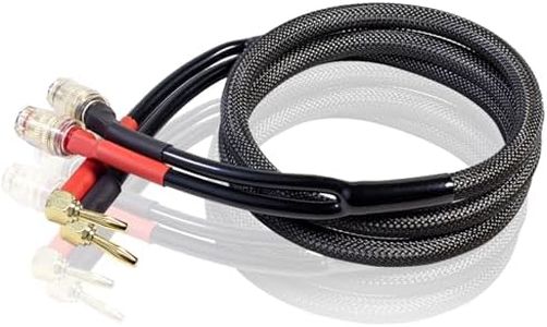 Meamaz (1 Pack) 4.26FT Right Angle Design Short Speaker Cable Banana Plugs Angled 2-Male to 2-Female Banana Speaker Cable Male to Female Copper OFC 12 Gauge Wire for Speaker Power AMP Home Theather