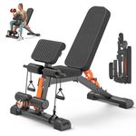 TXMO Adjustable Weight Bench for Home Gym, Foldable 800LB Workout Bench, Incline/Decline/Flat Bench Press, Sit Up Bench with Preacher Curl and Leg Extension (Black-Orange)