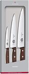 Victorinox Wood, Carving Set, Set of 3, Straight Edge, Extra Sharp, Noble Wooden Handle, Brown