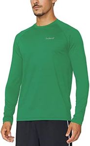 baleaf Men's Long Sleeve Running Shirts Quick Dry Workout Shirts Athletic T-Shirts Lightweight Soft Fishing Tee Tops Forest Green Size XXXL