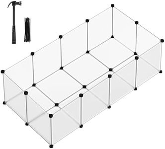 SONGMICS Pet Playpen with Floor, Small Animal Pen, Pet Fence Indoor, DIY Plastic Enclosure for Hamsters, Rabbits, Hedgehogs, Ferrets, 56.3 x 28.7 x 18.1 Inches, White ULPC02W