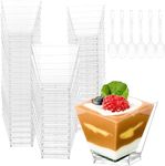 Cymax 50 Pack Plastic Dessert Cups,Clear Parfait Appetizer Cups,Square Dessert Serving Cups for Chocolate Desserts Appetizers Fruit Mousse Pudding,60ml