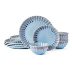 Pfaltzgraff Lucinda Scalloped Rim 12 Piece Plate Bowl Dinnerware Set, Service for 4