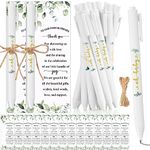 Tenceur 50 Set Baby Shower Pens Greenery Baby Shower Favor for Guest Sage Ballpoint Pens with Woodland Thank You Cards Gender Reveal Party Favor for Girl Boy Baby Shower Party Souvenirs Prizes