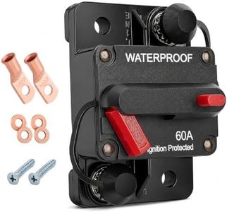 HQL 60Amp Circuit Breaker for Boat Trolling Motor Marine ATV Trailer Vehicles Stereo Audio Electronic Battery Solar System Inline Fuse with Manual Reset Switch Waterproof DC 12V-48V