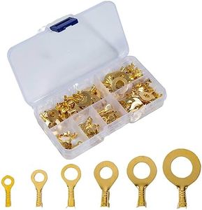 Yenghome 150 Pcs M3 M4 M5 M6 M8 M10 Copper Ring Terminal Assortment Set,Non-Insulated Copper Ring Lugs Open Barrel Wire Crimp Connectors Kit