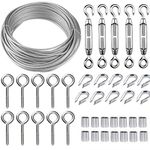 TooTaci Garden Wire 30M/2mm Stainless Steel Wire Rope Kit, M5 Turnbuckle Wire Tensioner Kit, 2mm PVC Coated Metal Wire Cable, Vine Eyes for Climbing Plants, Fence Wire Roll Kit, Strings Light Hanging