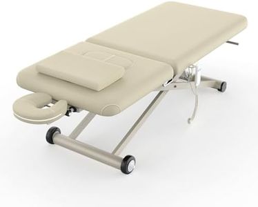 pouseayar Heavy Duty Electric Massage Table, Electric Lift Motor and Manual Backrest Adjustable for Treatment/Medical Spa/Facial Bed/Beauty Bed/Massage Bed and More - 31.5 Wide x 75 Long - Beige Gray