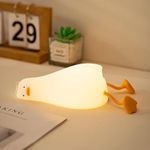 Duck Night Light for Kids/Baby, Cute Lamp, Lying Flat Duck Nursery/Led Night Light with Mini Duck Toys, Dimmable, Rechargeable Bedside Touch Soft Lamp for Breastfeeding, Kawaii Phone Stand/Room Decor